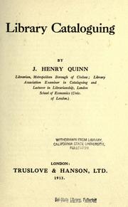 Cover of: Library cataloguing by John Henry Quinn, John Henry Quinn