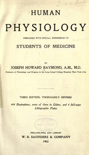 Cover of: Human physiology by Raymond, Joseph H.