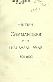 Cover of: British commanders in the Transvaal War by 