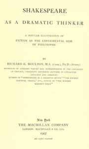 Cover of: Shakespeare as a dramatic thinker by Richard Green Moulton, Richard Green Moulton