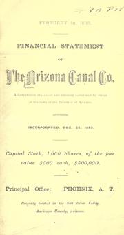 Cover of: Financial statement of the Arizona Canal Co. by Arizona Canal Co