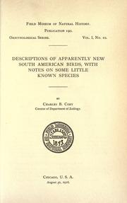 Cover of: Descriptions of apparently new South American birds by Charles B. Cory