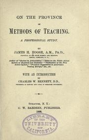 Cover of: On the province of methods of teaching.: A professional study.