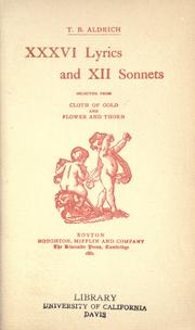 Cover of: XXXVI lyrics and XII sonnets by Thomas Bailey Aldrich