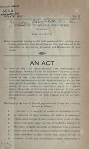 An act to provide for the organization and government of irrigation districts .. by Nevada. Legislature. Senate.