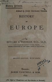 Cover of: History of Europe. by Edward Augustus Freeman
