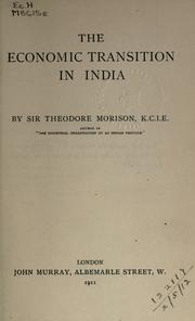 Cover of: The economic transition in India. by Morison, Theodore Sir