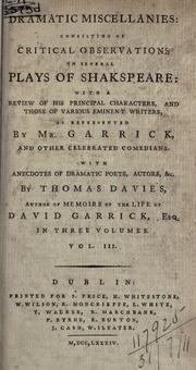 Cover of: Dramatic miscellanies by Davies, Thomas