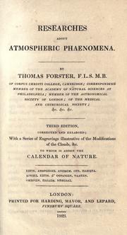 Cover of: Researches about atmospheric phenomena.