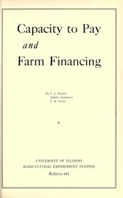 Cover of: Capacity to pay and farm financing