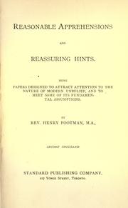 Reasonable apprehensions and Reassuring hints by Henry Footman