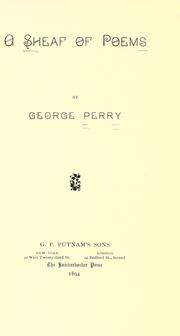 Cover of: A sheaf of poems
