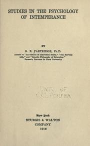 Cover of: Studies in the psychology of intemperance