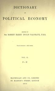 Cover of: Dictionary of political economy