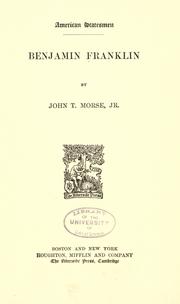 Cover of: Benjamin Franklin by John Torrey Morse