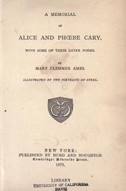 Cover of: A memorial of Alice and Phoebe Cary, with some of their later poems