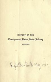 Cover of: History of the Twenty-Second United States Infantry, 1866-1922. by United States. Army. 22d Infantry.