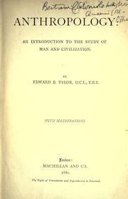 Cover of: Anthropology by Edward B. Tylor, Edward B. Tylor