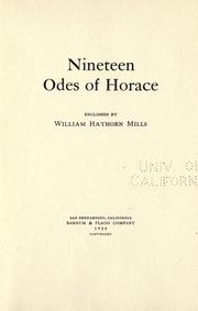 Cover of: Nineteen odes to Horace by Horace