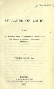 Cover of: A syllabus of logic by Thomas Solly