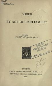 Cover of: Sober by act of parliament.