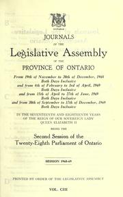Cover of: Journals of the Legislative Assembly of the Province of Ontario. by Ontario. Legislative Assembly., Ontario. Legislative Assembly.