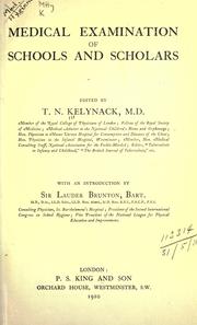 Cover of: Medical examination of schools and scholars