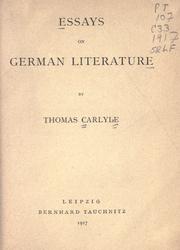 Cover of: Essays on German literature