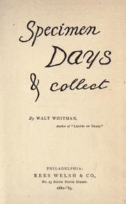 Cover of: Specimen days & Collect by Walt Whitman