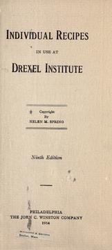 Cover of: Individual recipes in use at Drexel institute. by Helen M. Spring