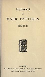 Cover of: Essays. by Mark Pattison