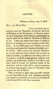 Cover of: A Letter to the Rev. Ansel D. Eddy, of Canandiagua, N.Y.: on the narrative of the late revivals of religion, in the Presbytery of Geneva