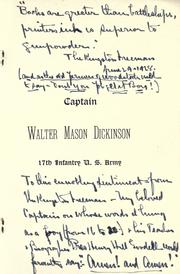 Cover of: Memorial: Captain Walter Mason Dickinson, 17th Infantry, U.S. Army