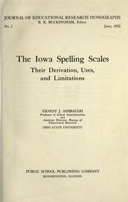 The Iowa spelling scales by Ernest James Ashbaugh