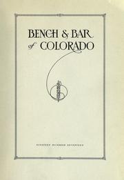 Cover of: Bench and bar of Colorado by George E. Lewis