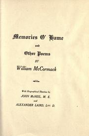 Cover of: Memories o' hame, and other poems.