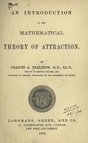 Cover of: An introduction to the mathematical theory of attraction.