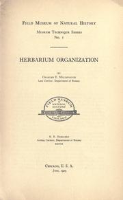 Cover of: Herbarium organization