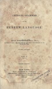 Cover of: A critical grammar of the Hebrew language
