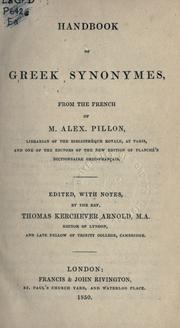 Cover of: Handbook of Greek synonymes, from the French.: Edited, with notes