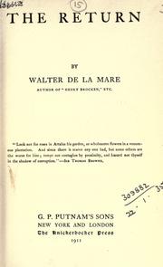 Cover of: The return. by Walter De la Mare