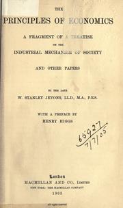 The principles of economics by William Stanley Jevons