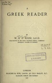 Cover of: A Greek reader. by W. H. D. Rouse