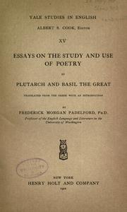 Cover of: Essays on the study and use of poetry by Plutarch and Basil the Great