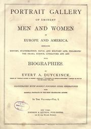 Portrait gallery of eminent men and women of Europe and America by Evert A. Duyckinck