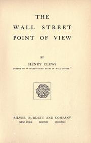 Cover of: The Wall street point of view