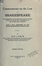 Cover of: Commentaries on the law in Shakespeare. by White, Edward J.