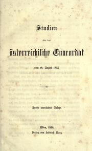 Cover of: Studien ©·uber das ©·osterreichische Concordat vom 18. August 185