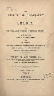 Cover of: The historical geography of Arabia by Charles Forster, Charles Forster