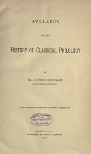 Cover of: Syllabus on the history of classical philology. by A. Gudeman